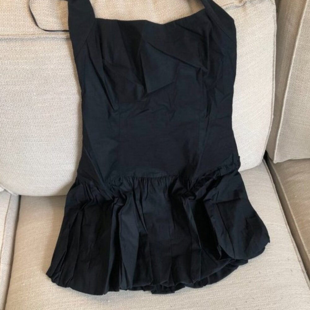 NWT Reformation Babette Cotton Mini Dress Sz2 Black Cotton Bubble - Picture 5 of 9